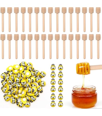 40 Spargimiele In Legno - Cucchiaini Per Miele E Marmellata, Ideali Per Feste E Regali - Foto 3