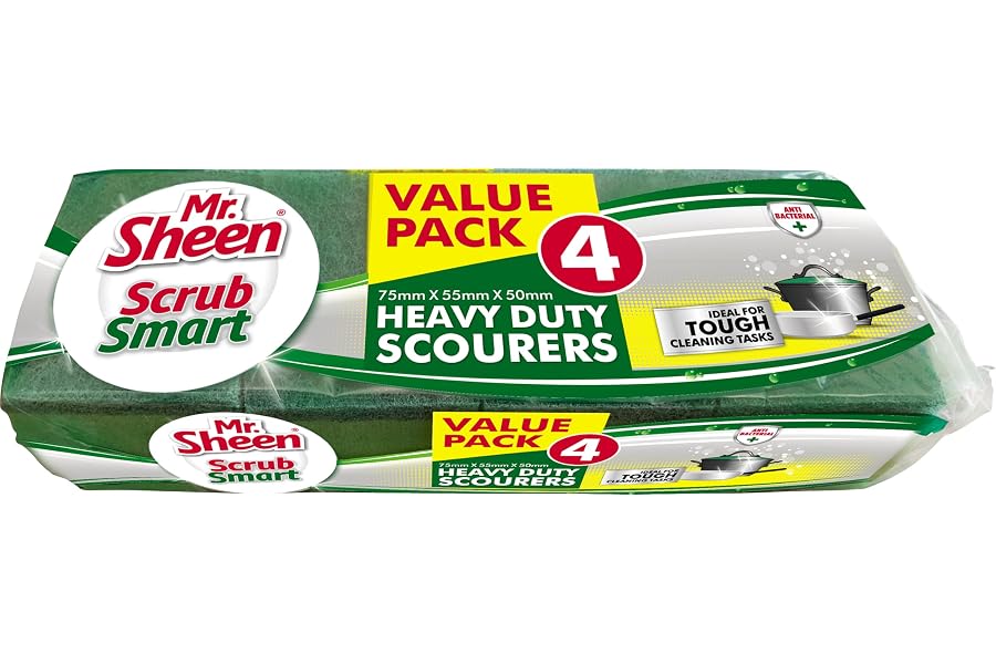 Mr Sheen Sheen Scrub Smart - Heavy Duty Scourers - Value Pack of 4