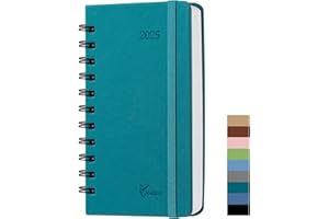 JOKISA Agenda 2025 Semainier Spirale, Petit Agenda de Poche Environ A6 (16,5 x 10 Cm), Couverture Rigide En Cuir PU à Spirale, weekly planner de Rendez-Vous 1 Semaine 2 Pages (Jan.2025 - Déc.2025)