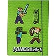 Theonoi Sturdy Children's Box, File Box, Folder for School Bag, Dossier Folder with Elastic Band and Inner Flaps, DIN A4 (Minecraft Green)