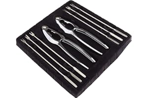 Enet - Juego de 8 tenedores y alicates de cocina de acero inoxidable para comer mariscos y cascar nueces