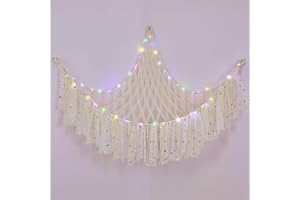 Ellaseek Hamac de rangement pour jouets en peluche pour animaux en peluche, filet à suspendre, organiseur en macramé doux pour chambre de fille, accessoires de chambre d'enfant, décoration de chambre