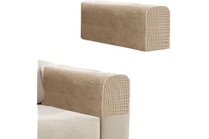 Niuoppy 2Pcs Armchair Covers Protectors Slipcover, Sofa Arm Covers Anti-Slip, Thickened Arm Rest Covers for Sofa, Chair Arm Cover for Sofa Protector Couches Recliner (Dark Sand)