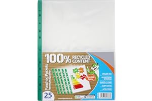 E&A DISTRIBUTION LIMITED A4 Clear Plastic Punched Pockets 90 Micron Filing Folders Wallets Sleeves Document Files (Punched Pockets Premium Quality 25) Polly folders A4 Size