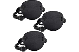 GHEART Benda Occhio, Maschera per Occhio Singolo, Dell'Occhio Regolabile Patch, per Bambini e Adulti, Adatta per Ambliopia e Occhio Pigro, Nero (3 Pezzi)