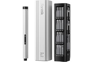 Fanttik E1 MAX mini cacciavite elettrico, set di cacciaviti di precisione con 50 punte di precisione magnetiche, coppia a 2 marce, senza fili, per telefono fotocamera portatile -Argento