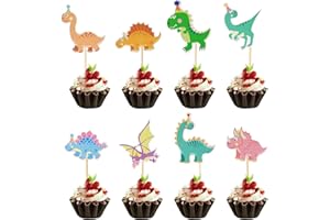 Bahan alamy 32 Stück Dinosaurier Cupcake Topper, Dinosaurier Kuchendekoration, Dino Thema Geburtstagstorte Dekoration für Kinder Geburtstag Baby Shower Party Dekorationen Zubehör