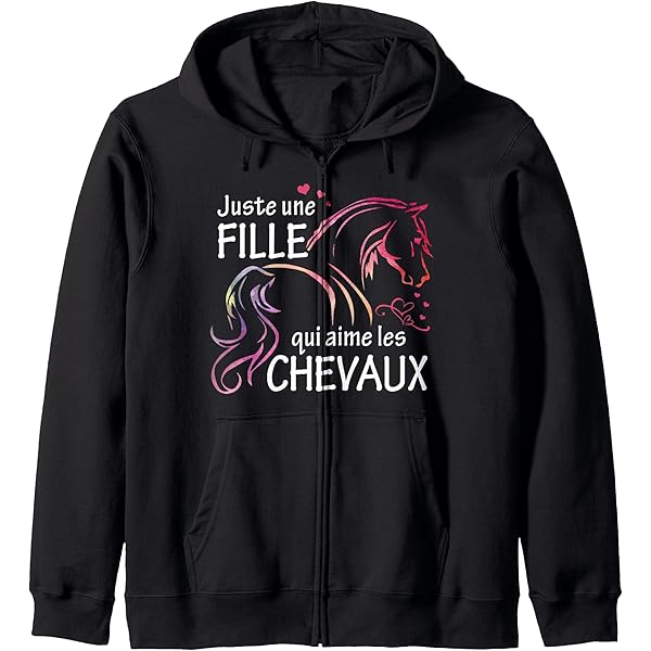 Sweat à Capuche Femme Motif Cheval équitation - Pour Amoureuses Des Chevaux, Coupe Classique