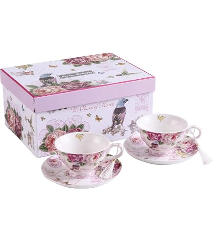 DESIGN DELIGHTS Tazza In Porcellana Con Cervo E Corona Di Fiori – 380 Ml – Bianca – Regalo Originale Per Amanti Della Natura