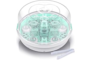 BELLABABY Esterilizador Biberones Microondas, Esterilizador Vapor Microondas Biberones, Chupetes, Accesorios para Sacaleches, Diámetro : 27,8 cm, Altura: 16,8 cm (Verde Claro)