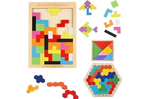 EACHHAHA Montessori Spielzeug ab 4 Jahre,3 in 1 Tangram Holzpuzzle kinder,Kreativ Lernspielzeug,Fördert räumliche Vorstellungskraft und logisches Denken, Geschenkidee für Kinder