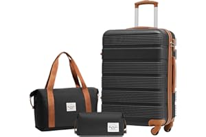 LONG VACATION Koffer Hartschalengepäck Carbon Gepäckset ABS Leichtgewicht Robustes Kofferset mit TSA-Schloss Reisetasche Spinner-Räder