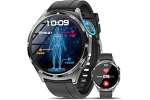 MARSYU Montre Connectée Homme,1,43" Smartwatch ECG avec Tension Arterielle/HRV/SpO2/Fréquence Cardiaque/Appel Bluetooth Montre connectee, 24/7 Sportif Fitness Tracker pour Android iOS