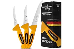 Schwertkrone Solingen Premium Set de couteaux de boucher, 3 pièces, qualité professionnelle, acier inoxydable, extra tranchant, pour le travail de la viande et la cuisine