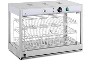 Royal Catering RCHT-1200B Hot Display Cabinet (1,200 Watt, LED Display, 25-85 °C, Made of Stainless Steel and Tempered Glass)