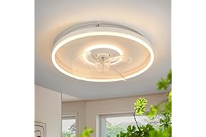 ‎LUOLONG LUOLONG LED Deckenventilator mit Beleuchtung 40cm Weiß Leise Ventilator Deckenleuchte Dimmbare Mit Fernbedienung 6-Gang Timer Lampe mit Ventilator 45W Deckenventilatoren Für Schlafzimmer Wohnzimmer