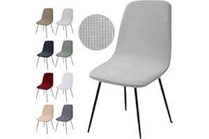 EOZAKAVOD Housse de Chaise Extensible 4 pièces, Housse de Salle à Manger Amovible Lavables Couverture de Chaise en Jacquard Revêtement de Chaise pour Salle à Manger,Hôtel,Décor,Mariage(Y-Gris Argent, 4 Pièces)