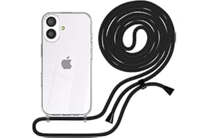 EAZY CASE Handykette kompatibel mit iPhone 17 Handyhülle mit Umhängeband, Handykordel mit Schutzhülle, Silikonhülle, Hülle mit Band, Stylische Kette für Smartphones, Schwarz - Clips Schwarz