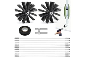 LANGRAY Deshollinador de Chimeneas, Kit de Cepillo Deshollinador con 2 Cepillos de Estufa de 150 MM, 9 Varillas Flexibles de 410 MM, Limpia Chimeneas para Leña Chimeneas, Conducto, Tubo, Secador