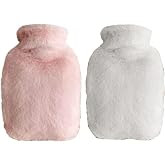 HOT WATER BAG 2PCS, PLUSH THERMOPHORE WITH SIDE POCKETS 27x17x2cm 750ml