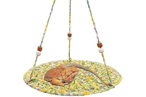 Tocwick Reptile Hammock Swing Hanging Bed, Cute Bearded Dragon Swing Toy, Cotton Lizard Summer Bed for Reptile, Cage Accessories for Leopard Gecko Small Animal Birds Parrots Rats (Green)