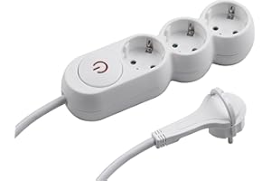 Meister Steckdosenleiste 3-fach - Extraflacher Stecker - 1,4 m Kabel - weiß - IP20 Innenbereich - Beleuchteter Schalter / Mehrfachsteckdose / Steckerleiste mit Flachstecker / 7430130