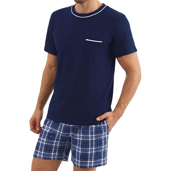 Litherday Pyjama Homme Coton Été Court Ensembles de Pyjama Homme