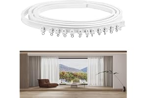 ToKinCen Decken Vorhangschiene Flexible 5m gebogene Vorhangschiene mit stummen Rollen, Deckenmontage, biegbare Raumteiler für Privatsphäre, GardinenFensterschienensystem