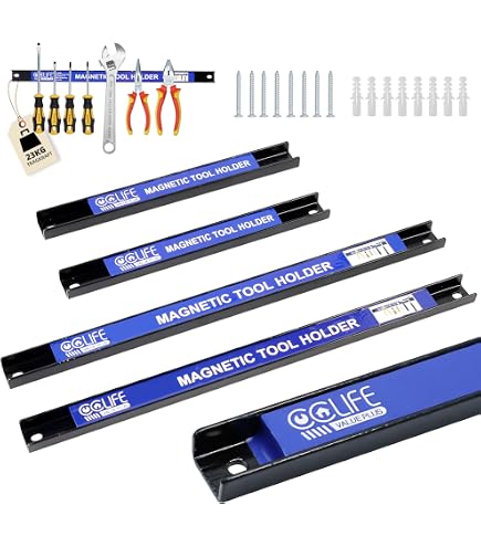 Wiltec Kit de 9 barres porte-outils – Longueur 46 cm et Capacité 13,6 kg par barre – Barres magnétiques en acier – Rangement accesso - Bricolage Wiltec Kit de 9 barres porte-outils – Longueur 46 cm et Capacité 13,6 kg par barre – Barres magnétiques en acier – Rangement accesso - Bricolage