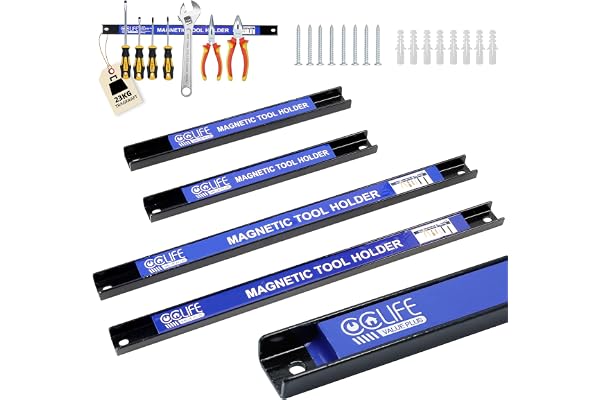 CCLIFE 4 pièces Barre Magnétique Porte 23 et 37CM 9 et 15KG Barres Magnétiques Pour Outils Rangement Ooutillage Maison Garage