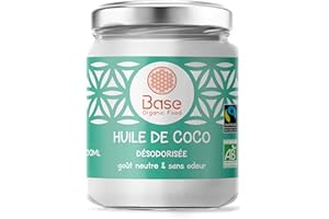 Huile de Coco BIO 500ml Désodorisée | Vegan | Sans OGM | BIO & Équitable | Huile de coco Cheveux, Soin de Beauté | IDÉAL cuisson, Curry, Cuisine Asiatique | Origine Sri-Lanka | BASE ORGANIC FOOD