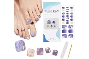 Boloshine 26 sztuk folii żelowej UV do paznokci stóp (marzycielski fioletowy), samoprzylepna folia do paznokci stóp, pełna folia do paznokci, naklejki do manicure z pilnikiem do paznokci stóp