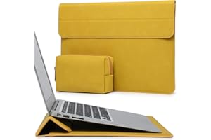 HYZUO 13,3-14 Pulgadas Funda para Portátiles con Soporte para MacBook Pro 14 M5/M4/M3/M2/M1 2026-2021, MacBook Pro/Air 13,3, 13" 13,5" 13,8" Surface Laptop, HP Spectre X360 13/14, Amarillo Oliva