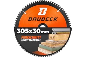 BAUBECK Sägeblatt 305x30 Holz Kappsäge - Multi Material Feinschnitt - Kappsäge 305mm Sägeblatt für Holz, Aluminium uvm. - Sägeblatt 305 kompatibel mit Bosch GCM 12, GTM 12, Metabo KGS 305 uvm.