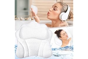 MOYKSRR Oreiller de Bain, Coussin Baignoire, Oreiller de Baignoire, Coussin de Nuque, Baignoire de Oreiller avec Technologie 4D Air Mesh avec ventouses pour Oreiller Spa, Jacuzzi, Bain à Remous