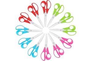 Uaugulft Kinderschere, Sicherheitsschere für Kinder mit stumpfen Edelstahl-Klingen und ergonomischem Griff, ideal für Schule und Klassenzimmer, mehrere Farben, 12,7 cm, 12 Stück