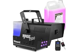 BeamZ RAGE1800LED Nebelmaschine mit Flüssigkeit, 1800W Fogger inkl. 5L Nebelfluid, DMX Rauchmaschine mit Lichteffekt, Intervall Timer Fog Machine, Fernbedienung, 3,5L Tank, 530m³/min Smoke Machine