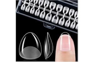 Gelike ec Punte per Unghie Extra Corte a Mandorla - Punte a Copertura Completa, Unghie Corte Punte in Gel Morbido,Punte per Unghie Artificiali in Resina PMMA per Donne, Salone,240 Pezzi,18 Misure