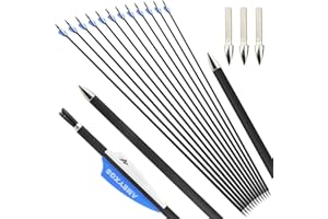 surwolf 32" Flèches de tir à l'arc en Carbone ID 4,2 mm Flèches de Chasse 1000 Spine pour tir à l'arc composé et Classique et Arc Traditionnel 12/24 pcs