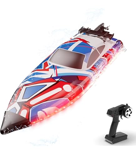 REN Bateau RC Bateau De Vitesse RC 2.4GHz Sans Fil Double Moteur