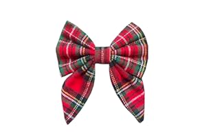 DOD.I_BOUTIQUE New Dogs Bow Tie Bowtie Sailor Tartan Woven RED Elastic Band ACCESSORY Handmade UK (Woven Sailor Medium)