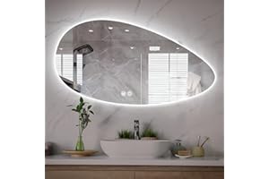 JFOZDM Specchio Bagno LED, Specchio Bagno con Luce, Specchio da Bagno Ovale con Luci, 3 Temperature Colore, IP44 Vetro Temperato, Funzione Memoria, Disappannamento, Dimmerabile 23.6×35.4in/60×90cm