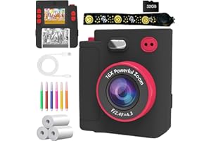 Aparat fotograficzny dla dzieci, aparat fotograficzny Ambesty dla dzieci, 2,4" aparat fotograficzny HD z kartą 32 GB i papierem do drukowania, kamera wideo 1080P HD, prezenty dla chłopców i dziewcząt