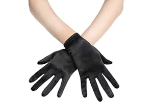 Coucoland Short Opera Gloves Satin Gloves Bridal Fancy Dress Gloves Wedding Prom Opera Gloves Wrist Length Classic Gloves