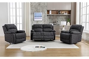 AZRBOPO Recliner Sofa Set, Leathaire Fabric Manual Sectional Couch, 105-135 Degrees Adjustable Backrest and Footrest - 2+1+1 Seater Set