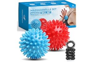 ‎YANGTSUNG YANGTSUNG Kolczastych Piłek do Masażu, Idealne do Samodzielnego Punktowego Masażu Powięzi Mięśni Rąk Nóg Stóp Pleców Karku Dłoni, Piłeczki z Jeżem, z Wypustkami, do Fizjoterapii, Różne Rozmiary