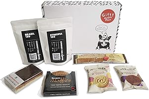 GIFTY MCGIFT PLACE Coffee Gift Hamper - Chimney Fire Coffee, Toffee Waffles, Biscotti, Millionaires Shortbread, Borders Biscuits