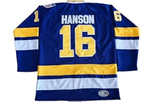 QCBW Hommes Hanson Brother 16 Jack 17 Steve 18 Jeff Charlestown Chiefs Cousu Film Hockey Maillots - Blanc - Taille XL
