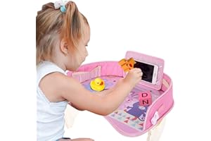 RUILONGHAI Children's Travel Tray, Car Seat, Activity and Tray, Organiser for Children and Toddlers, Lap Table with Tablet Holder, Waterproof and Foldable
