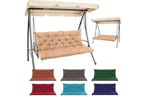 Matalde Outdoor Cushions for Patio Furniture, Patio Furniture Cushions with backrest and Straps, 60x40 inches, 4" Thick,Porch Swing Cushions for Lawn, Backyard and Garden Khaki